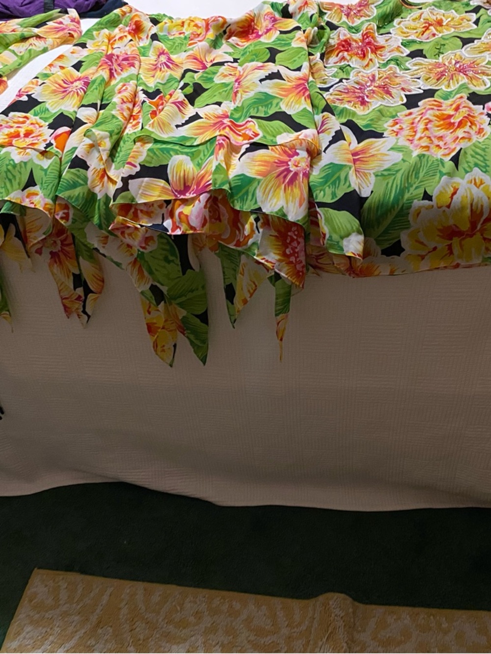 bill blass Floral Wrap Skirt Dress in Green, Yellow, Pink